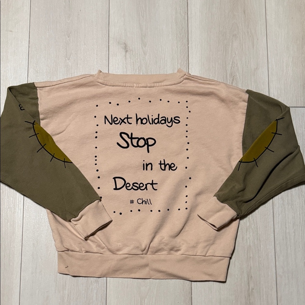 Bandy Buttin Kid’s Sunshine  Graphic Sweatshirt in Blush Pink and Olive size 8-9 - Picture 5 of 7